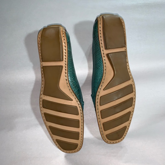 GUCCI size 7B green CROCODILE driving moccasins - Picture 5 of 11